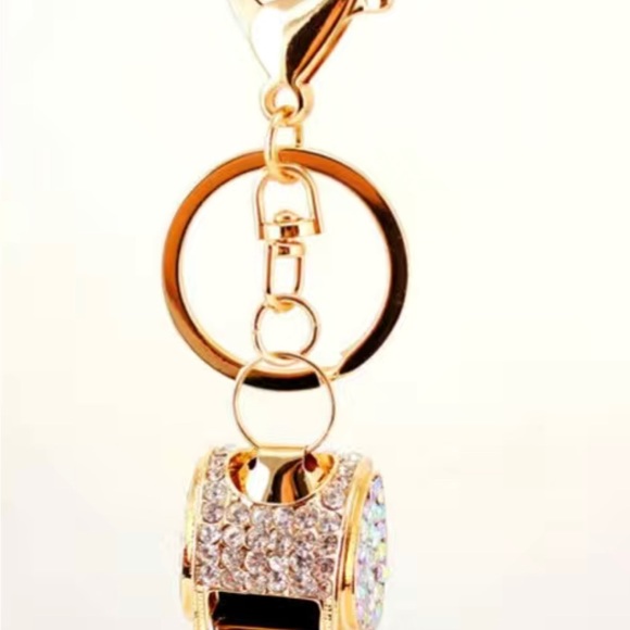 NEW Bling Whistle Rhinestone covered bag charm/keychain - Picture 2 of 3